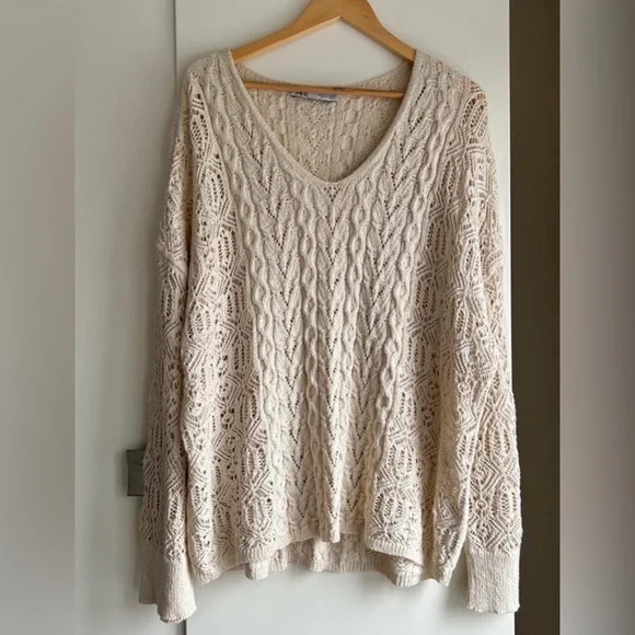 NWOT Zara Crochet Knit V-neck Sweater - Picture 5 of 8